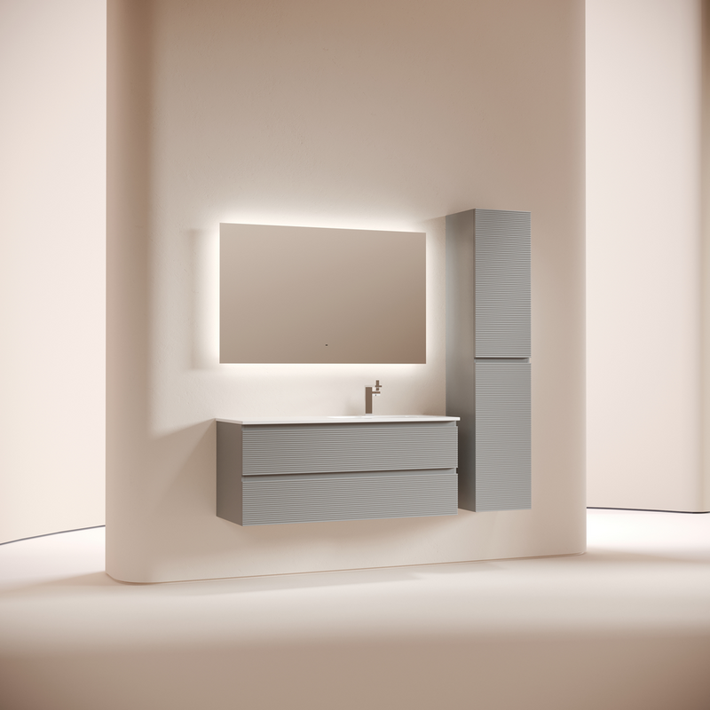 Тумба с раковиной Sancos Folk 120 R подвесная, 2 ящика, ergraut soft