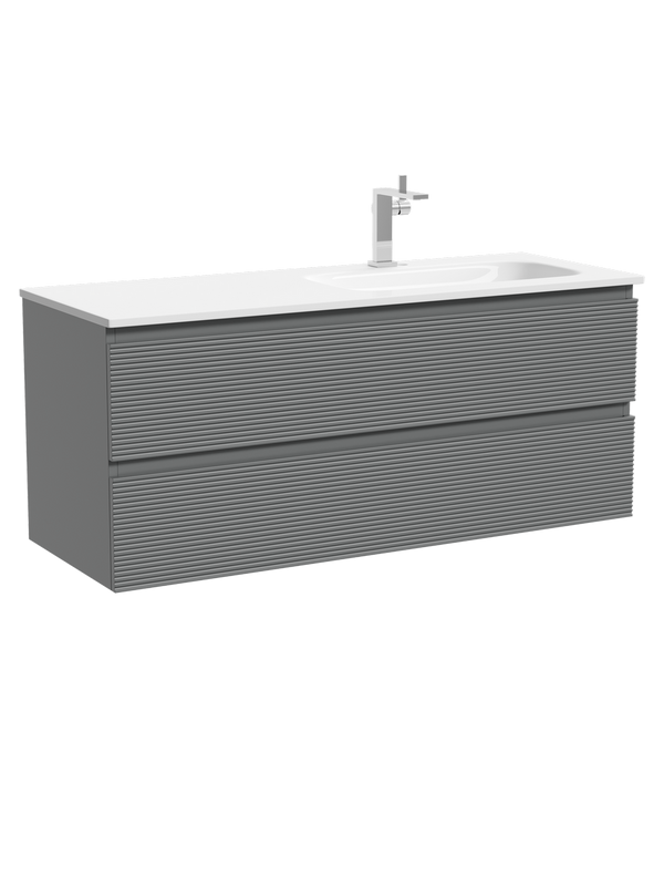 Тумба с раковиной Sancos Folk 120 R подвесная, 2 ящика, ergraut soft