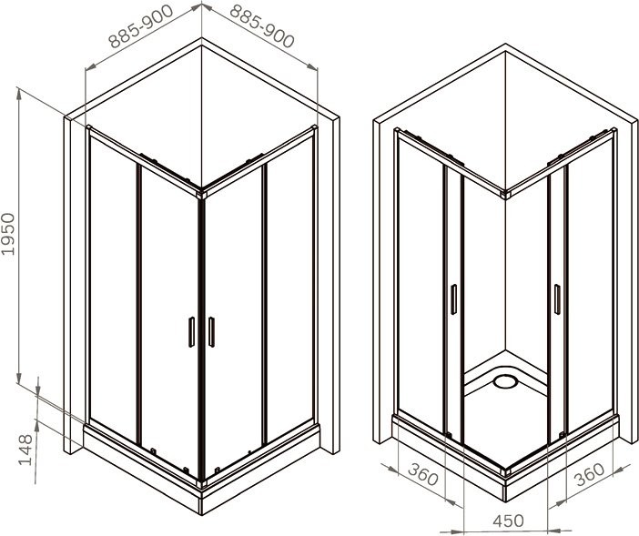 Душевой уголок AM.PM Gem W90G-403-9090MT 90х90 см