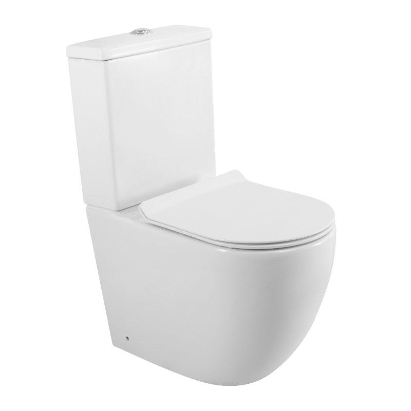 Унитаз-компакт напольный BelBagno Amanda BB051CPR BB076SC с микролифтом, безободковый, глянцевый белый