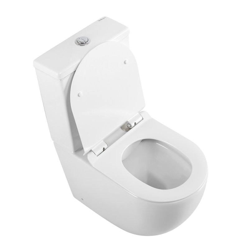 Унитаз-компакт напольный BelBagno Amanda BB051CPR BB076SC с микролифтом, безободковый, глянцевый белый