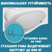 Акриловая ванна 1MarKa Gracia L Премиум 150x90 см, угловая, левая, пристенная, белая, асимметричная, с каркасом, с экраном, с сиденьем, со сливом-переливом