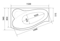 Акриловая ванна 1MarKa Gracia L Премиум 150x90 см, угловая, левая, пристенная, белая, асимметричная, с каркасом, с экраном, с сиденьем, со сливом-переливом