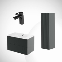 Комплект IDDIS  4в1: тумба подвесная с умывальником Bild 80 см + пенал Bild + смеситель для умывальника Bild
