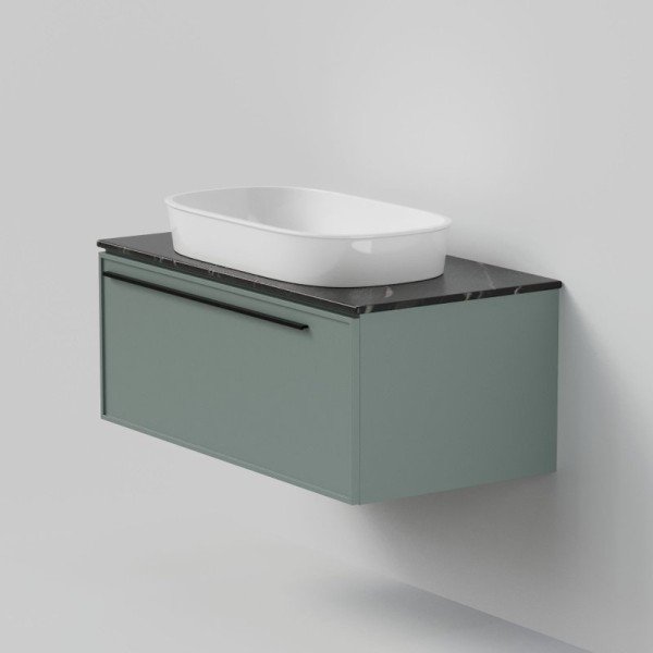 Тумба под раковину со столешницей La Fenice Elba 90 подвесная, серая, столешница черный мрамор