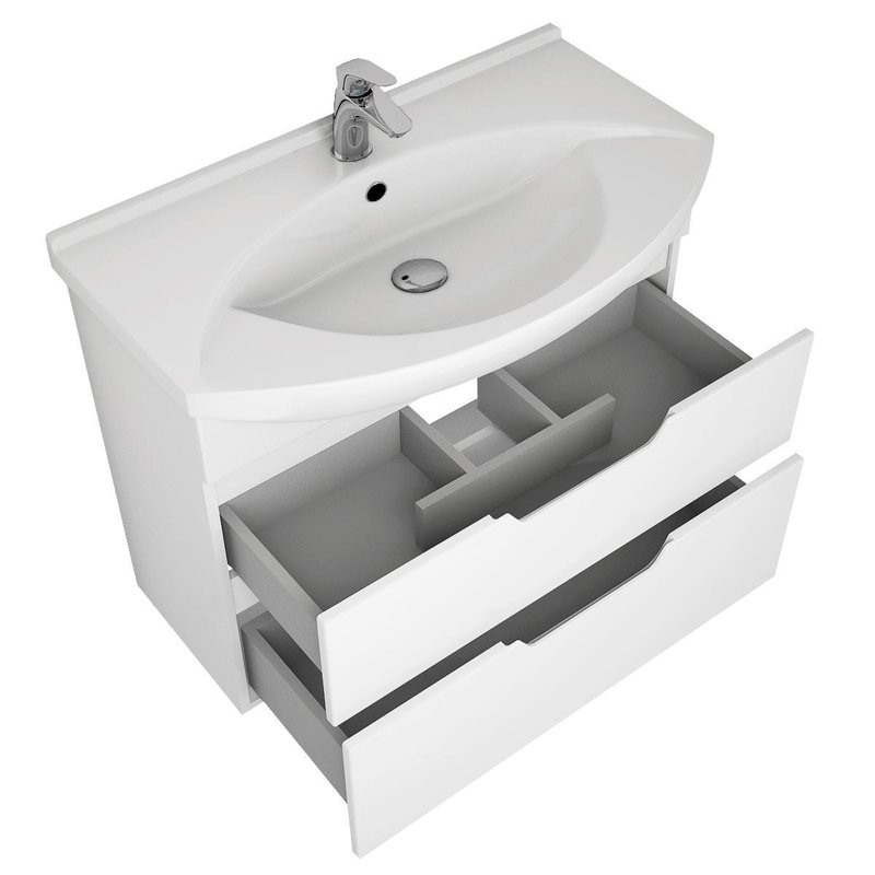 Тумба с раковиной Dreja Laguna Plus 105 подвесная, белый глянец