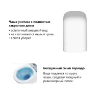 Унитаз подвесной Abber Rechteck AC1220TC безободковый, с микролифтом, с закрытым дном, белый