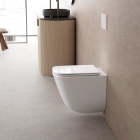 Унитаз подвесной Abber Rechteck AC1220TC безободковый, с микролифтом, с закрытым дном, белый