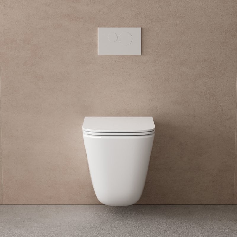 Унитаз подвесной Abber Rechteck AC1220TC безободковый, с микролифтом, с закрытым дном, белый