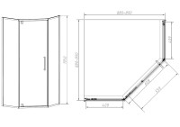Душевой уголок Vincea Slim-N VSP-4SN900CLGM 90х90, профиль вороненая сталь, стекло прозрачное