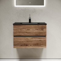 Тумба с раковиной Sancos Urban 70 дуб чарльстон, черная раковина CN7007MB