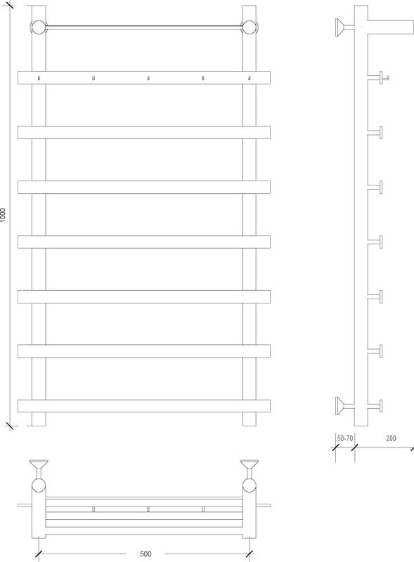 Полотенцесушитель водяной Secado Понтида 1 КСП 100x60 см, хром, лесенка, с полкой
