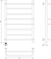 Полотенцесушитель электрический Secado Модена 2 85x55 см, подключение слева, матовый черный, лесенка