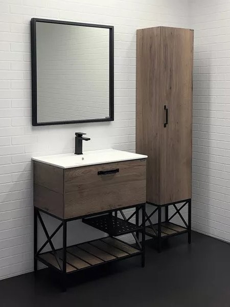 Мебель для ванной комнаты Comforty Бредфорд 75 напольная, темный дуб, с раковиной Comforty 75E