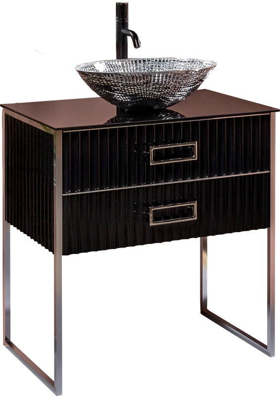 Тумба под раковину со столешницей Armadi Art Monaco 80 черная, хром