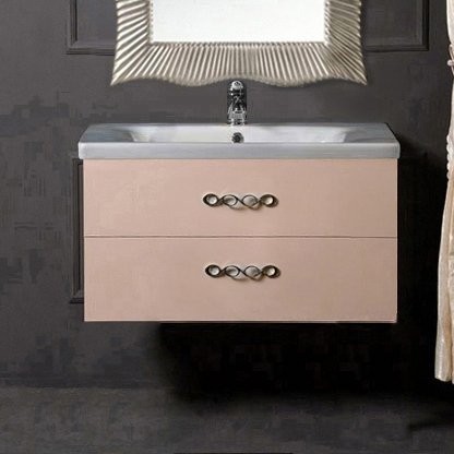 Тумба с раковиной Armadi Art NeoArt 80 капучино с ручками Wave хром