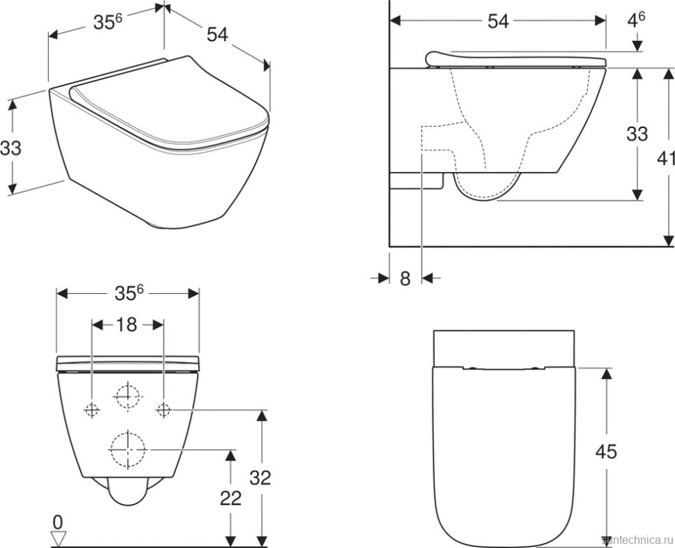 Унитаз подвесной Geberit Smyle Square 500.683.01.1 с крышкой-сиденьем с микролифтом