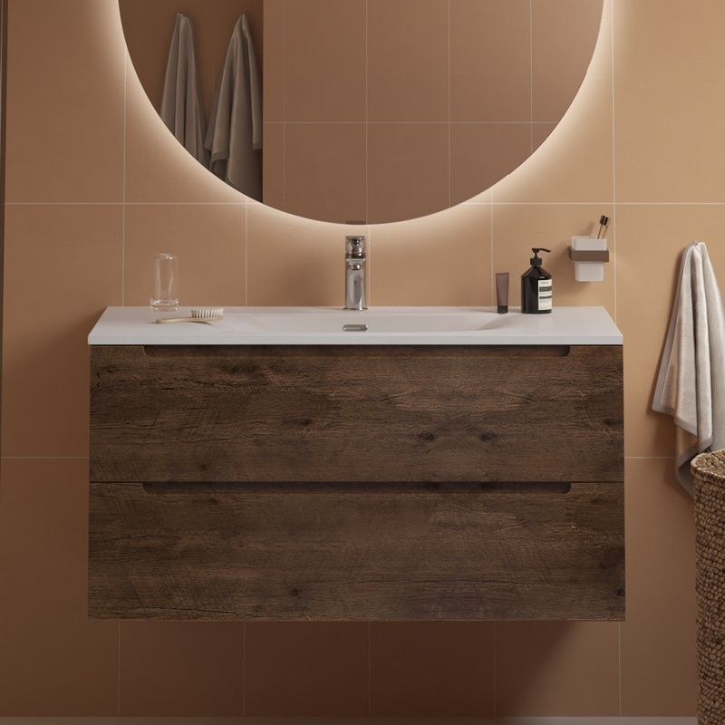 Мебель для ванной комнаты BelBagno Etna 100 rovere moro, раковина BB-8099-120-2