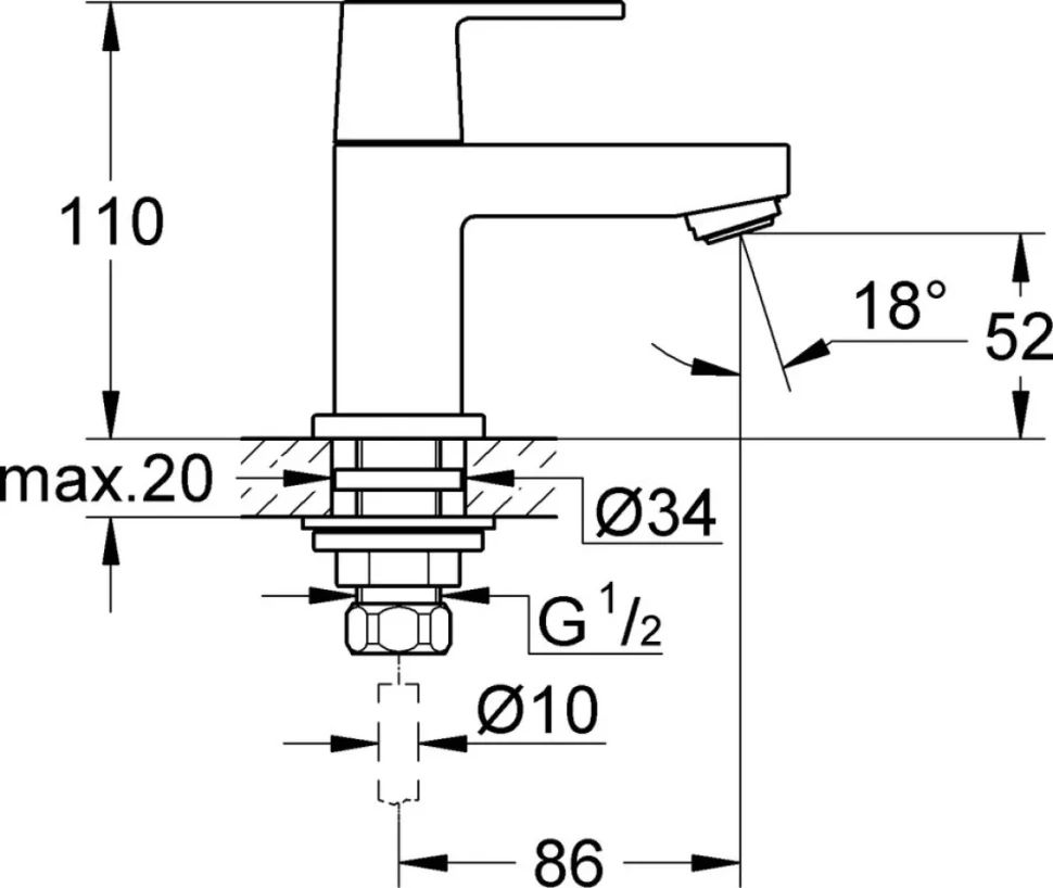 Кран Grohe Eurocube Eurocube 23137000 для раковины