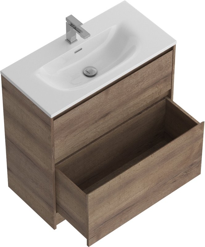 Мебель для ванной комнаты BelBagno Kraft 39 80 напольная, rovere tabacco, раковина BB-8099-3-80