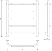 Полотенцесушитель водяной Secado Агата 1 K 60x55 см, матовый черный, лесенка