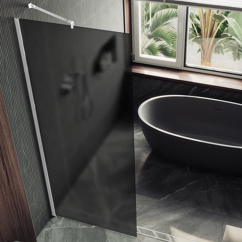 Душевая перегородка Maybahglass MGD-1356-1ш 99 см, профиль белый, стекло графит матовое