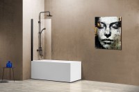 Шторка на ванну Vincea VSB-11800CLB 80 см, профиль чёрный, стекло прозрачное