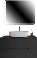 Мебель для ванной комнаты Orange Line 100 подвесная, 2 ящика, матовый графит с раковиной B07-540W