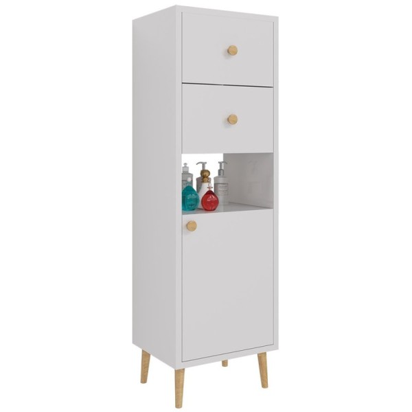 Шкаф-пенал для ванной Dreja Luno 35, правый белый глянец