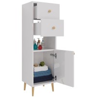 Шкаф-пенал для ванной Dreja Luno 35, правый белый глянец