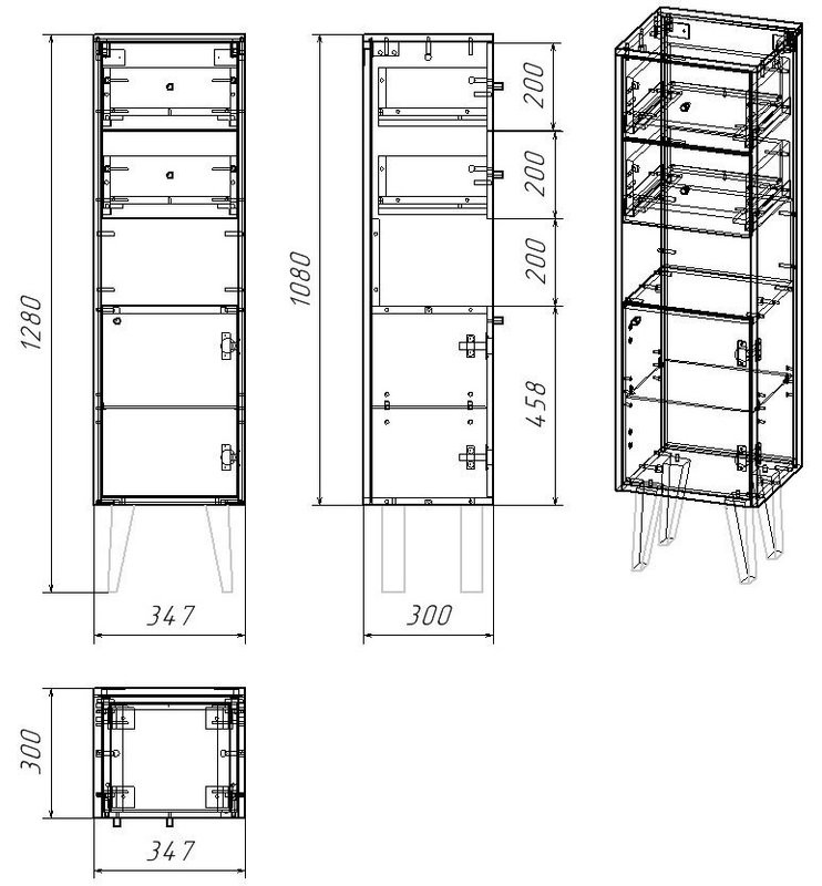 Шкаф-пенал для ванной Dreja Luno 35, правый белый глянец