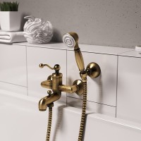 Смеситель для ванны с душем Paini Duomo 88F3105KM старая бронза Смеситель для ванны с душем Paini Duomo 88F3105KM старая бронза