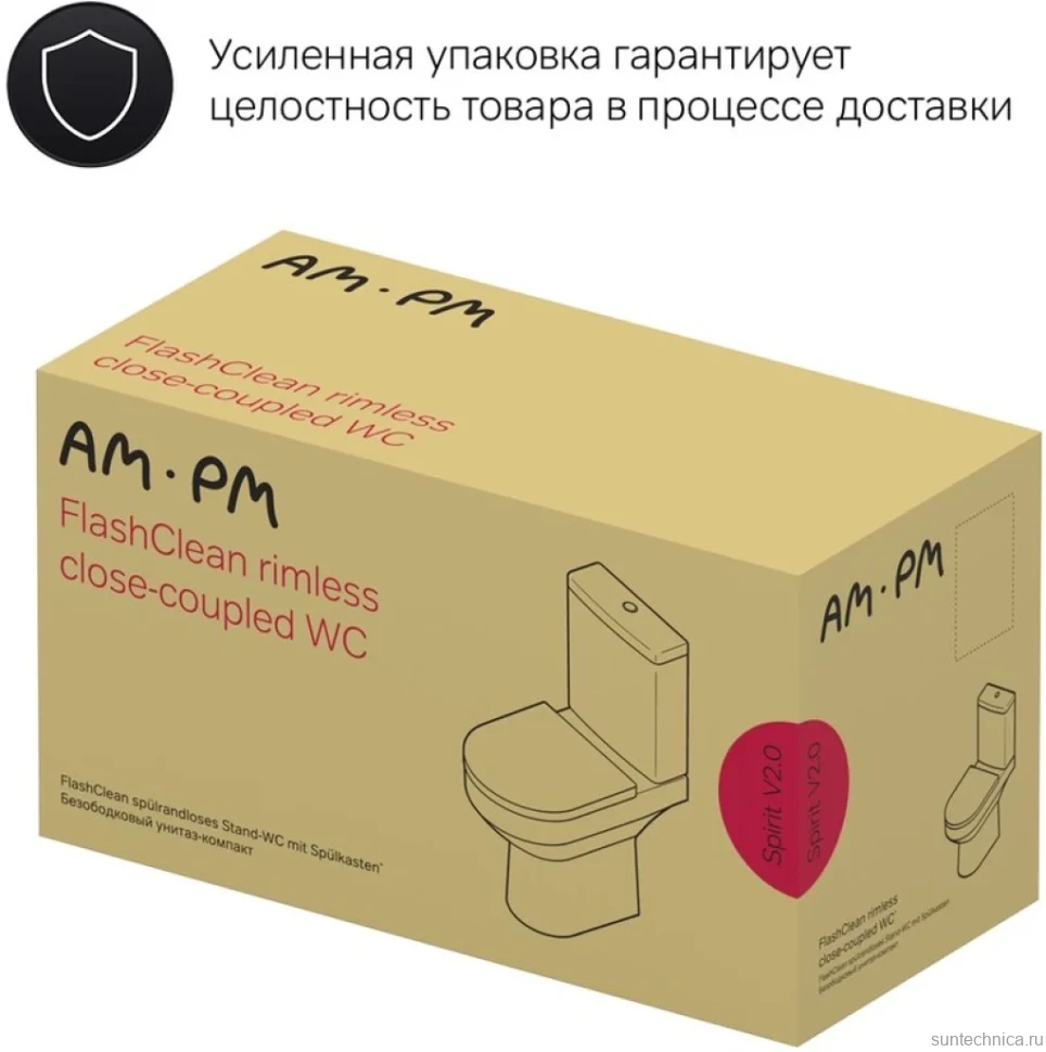 Унитаз-компакт напольный AM.PM Spirit V2.0 C708600WH FlashClean тонкая крышка с микролифтом