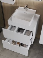 Тумба с раковиной Orange Line 60 подвесная, 2 ящика, матовая белая с раковиной B04-405W