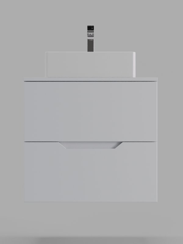 Тумба с раковиной Orange Line 60 подвесная, 2 ящика, матовая белая с раковиной B04-405W