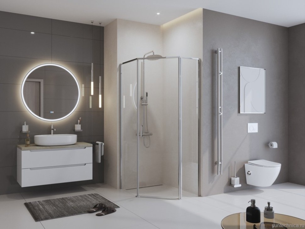 Душевой уголок BelBagno Uno 195 PH 1 100/80  C Cr стекло прозрачное