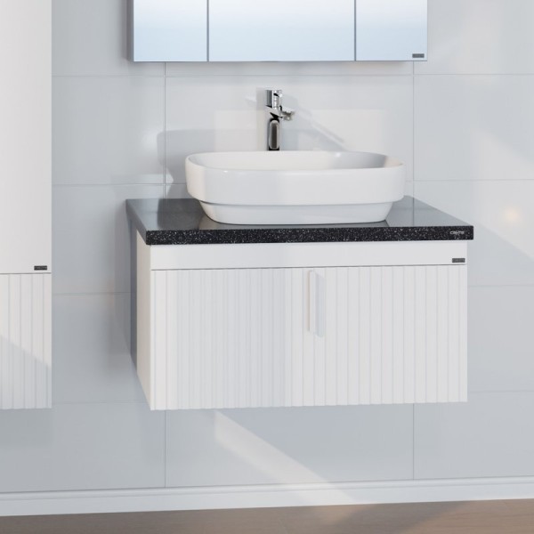 Тумба с раковиной СаНта Юпитер 80 подвесная, 2 ящика, белая