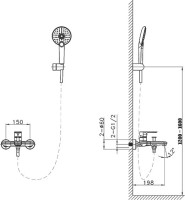Смеситель для ванны с душем AltroBagno Diretto 0209 Bi белый
