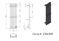 Полотенцесушитель электрический Grota Corsa K N RAL9005 EL 23х90, с крючками, матовый черный