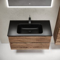 Тумба с раковиной Sancos Urban 90 дуб чарльстон, черная раковина CN7002MB