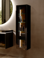 Шкаф-пенал для ванной Jorno Notte 35 подвесной, с подсветкой, антрацит