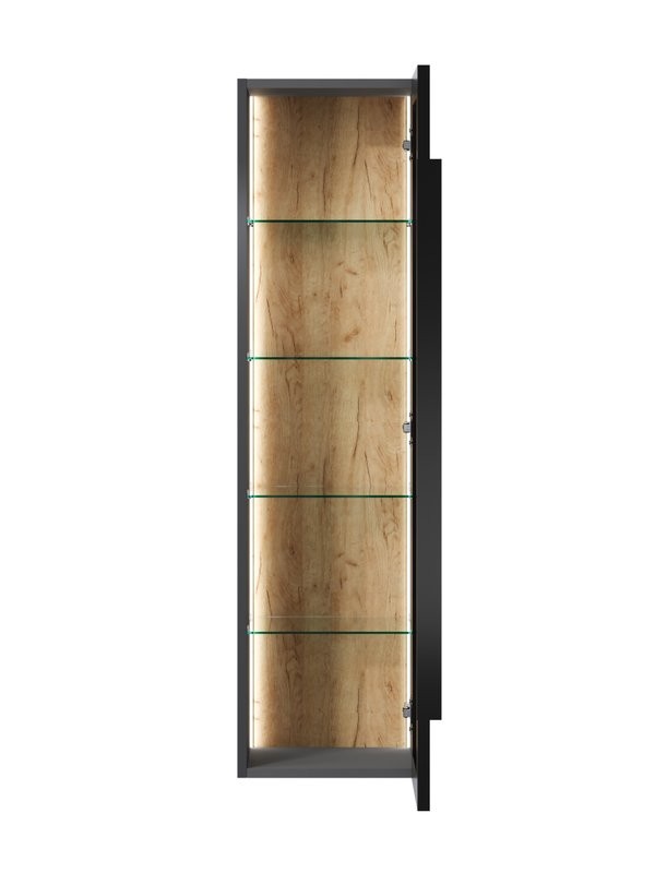 Шкаф-пенал для ванной Jorno Notte 35 подвесной, с подсветкой, антрацит