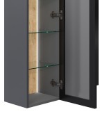 Шкаф-пенал для ванной Jorno Notte 35 подвесной, с подсветкой, антрацит