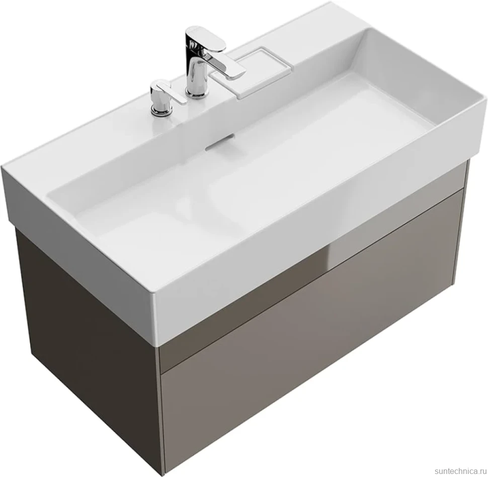 Тумба с раковиной KERAMA MARAZZI Logica 90 подвесная, песчаная, с отверстием под дозатор