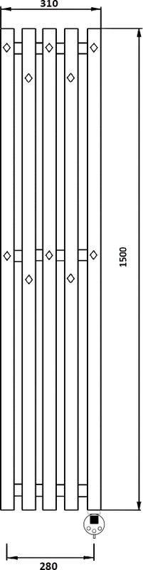 Полотенцесушитель электрический Secado Сандриго 5К 1500/280 150x30 см, подключение справа, графит, I-образный