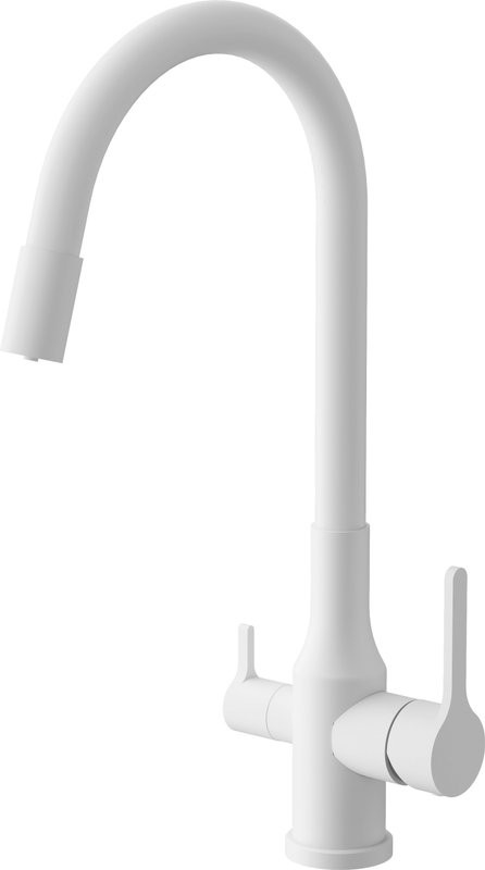 Смеситель для кухни BELZ B814 B76814-8 с гибким изливом, белый