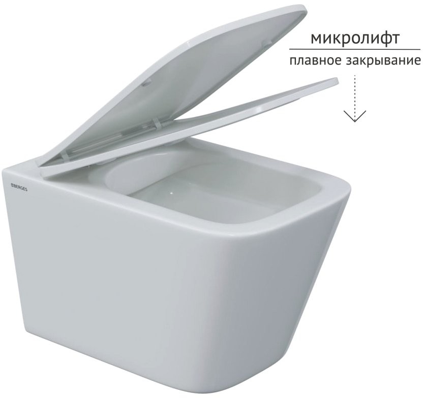 Унитаз подвесной Berges Floe S 082134 безободковый, с микролифтом