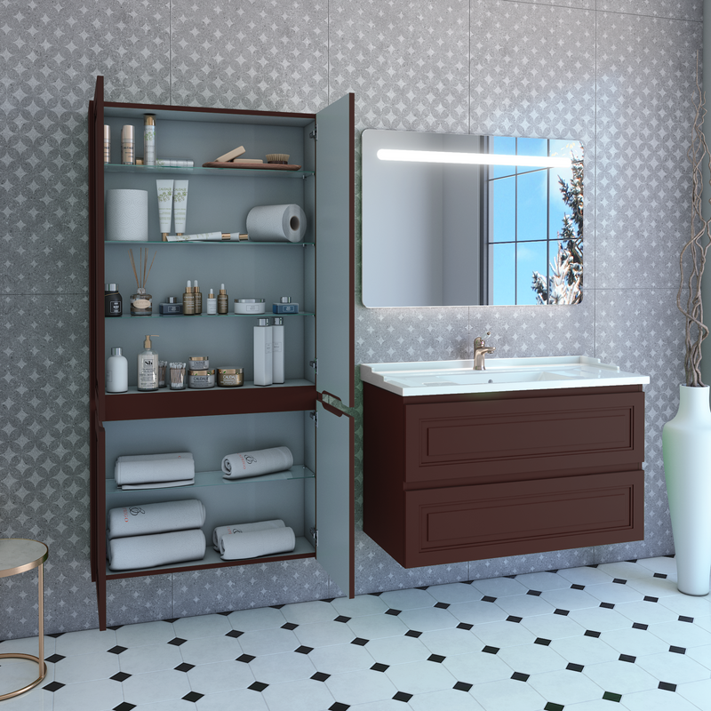 Шкаф-пенал для ванной Caprigo Wales Смальти 80 шоколад