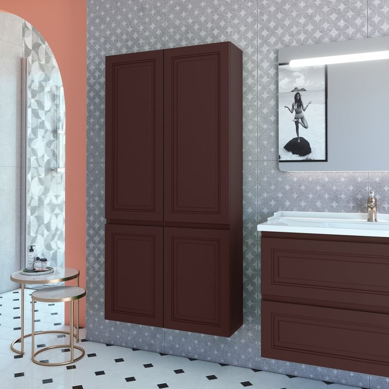 Шкаф-пенал для ванной Caprigo Wales Смальти 80 шоколад