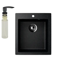 Мойка кухонная Ulgran U-404 308 черная + дозатор U-02 черный Мойка кухонная Ulgran U-404 308 черная + дозатор U-02 черный